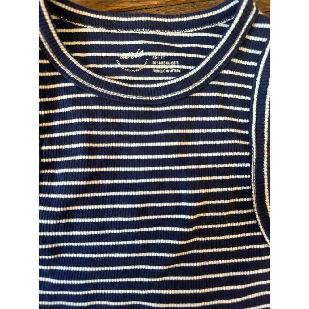 American Eagle, Aerie navy blue striped high neck sleeveless Tank Top XS - Picture 3 of 3